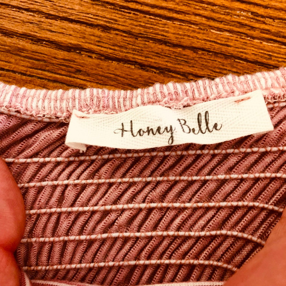 xSOLDx Honey Belle Striped Knit Bandeau Crop Top - Picture 2 of 5